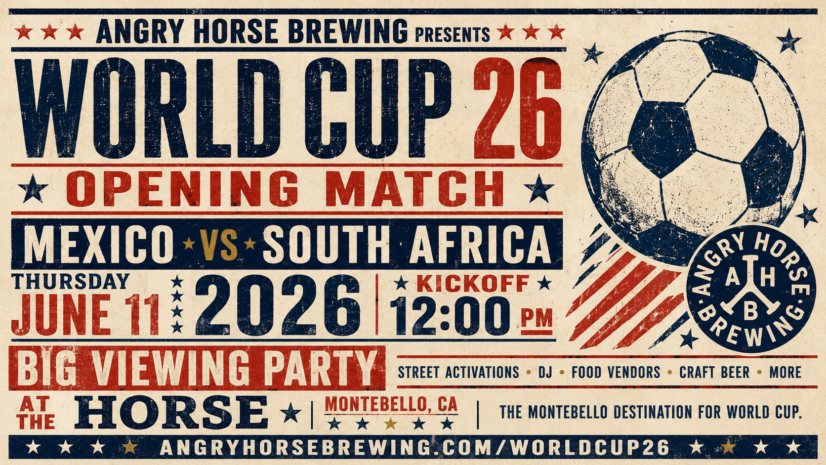 World Cup 26 Opening Match at Angry Horse Brewing