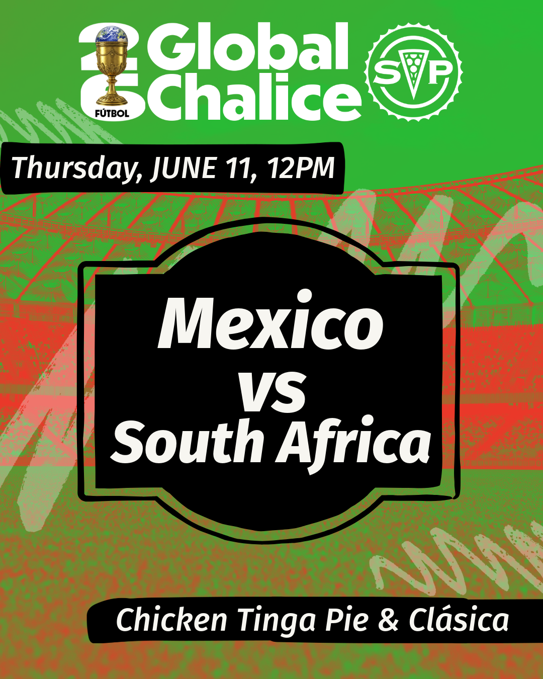 Mexico vs South Africa match flyer