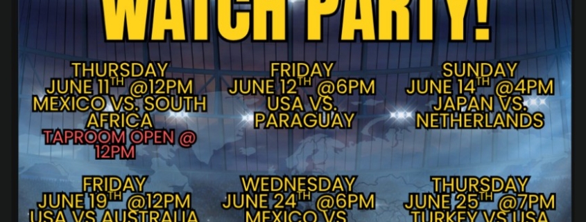 World Cup Watch Parties at Brewyard Beer