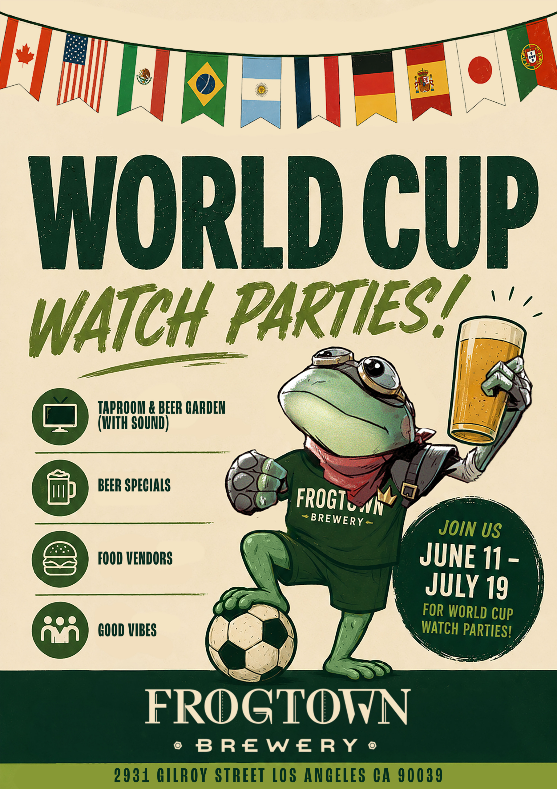 World Cup Watch Parties at Frogtown Brewing