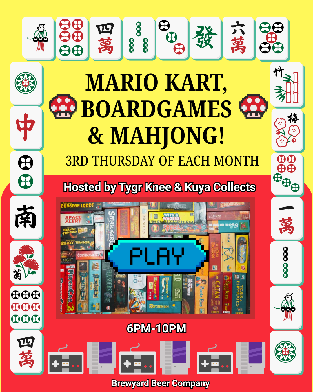 Mario Kart, Boardgames and Mahjong at Brewyard